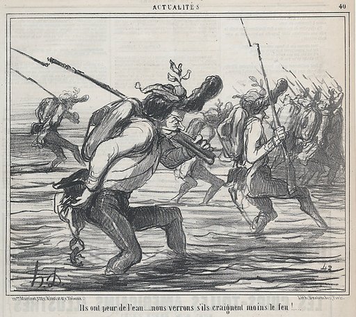 Ils ont peur de l'eau..., from Actualités, published in Le Charivari, May 11, 1859