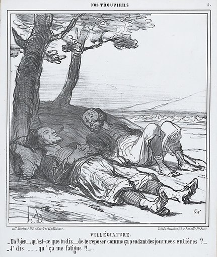 Villégiature, from Nos Troupiers, published in Le Charivari, July 26, 1859