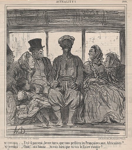 N'est-il pas vrai, brave turco, que vous préférez les Françaises aux Africaines?..., from Les Actualités, published in Le Charivari, August 31, 1859