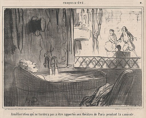 Amélioration qui ne tardera pas a être apportée aux théâtres de Paris pendant la canicule., from Croquis d'Été, published in Le Charivari, August 16-17, 1859