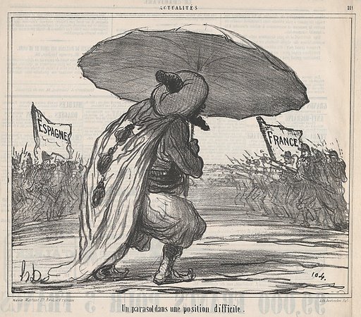 Un parasol dans une position difficule, from "Actualités"