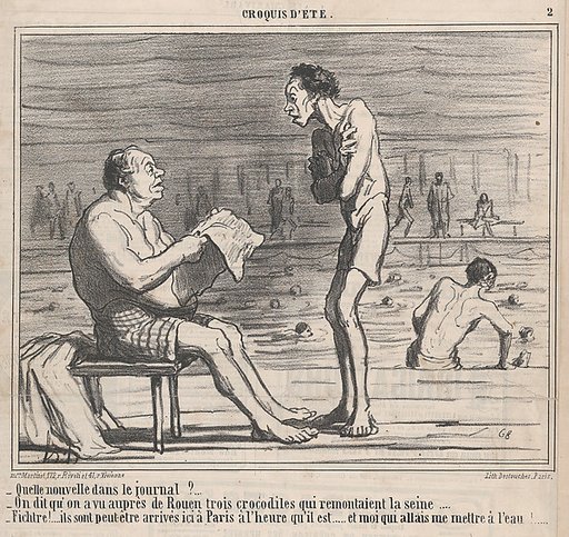 Quelle nouvelle dans le journal?...., from Croquis d'Été, published in Le Charivari, August 5, 1859