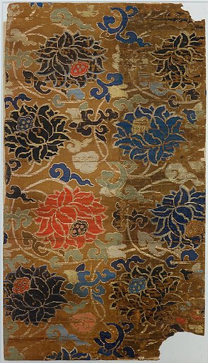 Textile fragment with lotus scrolls