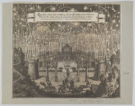 Fireworks celebrating the marriage of Emperor Leopold I and Margarita, Vienna 1666