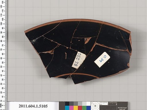 Terracotta rim fragment of a kylix (drinking cup)