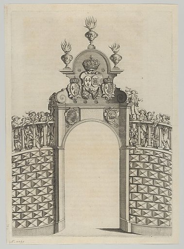 Triumphal arch, from 'Éloges et discours sur la triomphante réception du Roy en sa ville de Paris ...' by Jean-Baptiste de Machault
