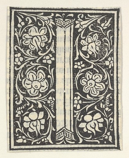 Initial letter I with flowers