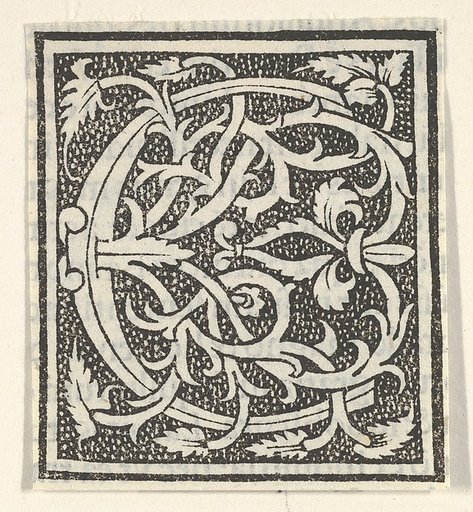 Initial letter C on patterned background