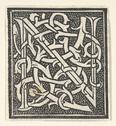 Initial letter N on patterned background