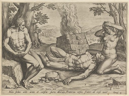 Adam and Eve mourning the death of Abel, plate 3 from "The Story of Cain and Abel"