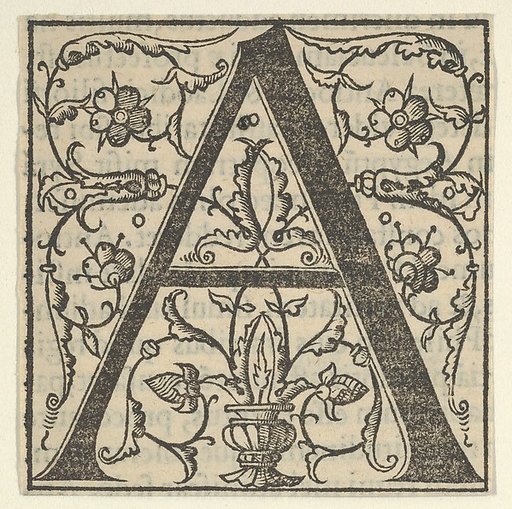 Initial letter A with garlands