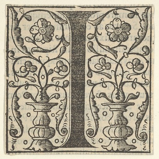 Initial letter I with garlands