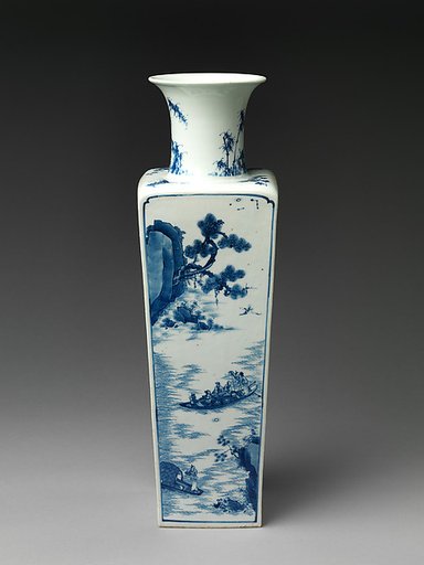 Square-form vase with decoration of Su Shi’s first and second “Rhapsody on Red Cliff”
