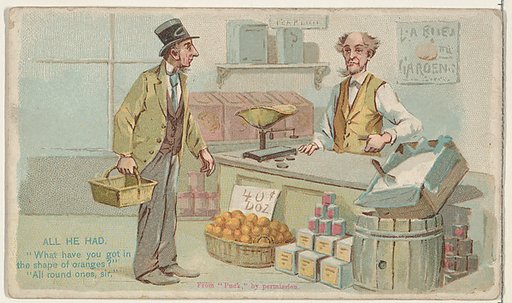 All He Had, from the Snapshots from "Puck" series (N128) issued by Duke Sons & Co. to promote Honest Long Cut Tobacco