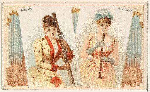 Bassoon and Clarinet, from the Musical Instruments series (N121) issued by Duke Sons & Co. to promote Honest Long Cut Tobacco