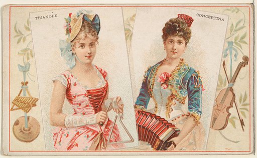 Triangle and Concertina, from the Musical Instruments series (N121) issued by Duke Sons & Co. to promote Honest Long Cut Tobacco