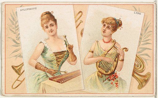 Xylophone and Lyre, from the Musical Instruments series (N121) issued by Duke Sons & Co. to promote Honest Long Cut Tobacco