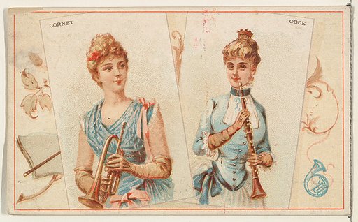 Cornet and Oboe, from the Musical Instruments series (N121) issued by Duke Sons & Co. to promote Honest Long Cut Tobacco