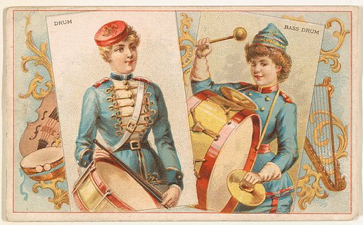 Drum and Bass Drum, from the Musical Instruments series (N121) issued by Duke Sons & Co. to promote Honest Long Cut Tobacco