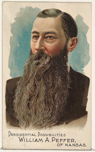 William A. Peffer of Kansas, from the Presidential Possibilities series (N124) issued by Duke Sons & Co. to promote Honest Long Cut Tobacco