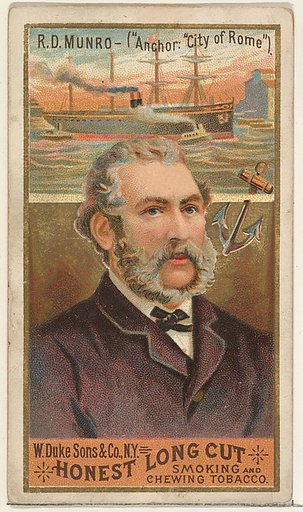 R.D. Munro, from the Sea Captains series (N127) issued by Duke Sons & Co. to promote Honest Long Cut Tobacco