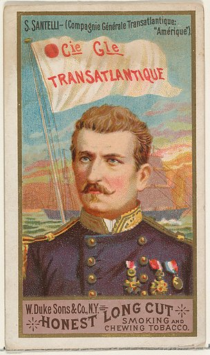 S. Santelli, from the Sea Captains series (N127) issued by Duke Sons & Co. to promote Honest Long Cut Tobacco