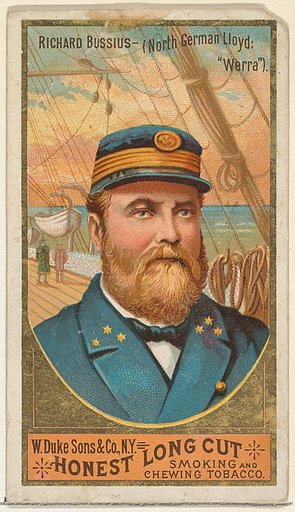 Richard Bussius, from the Sea Captains series (N127) issued by Duke Sons & Co. to promote Honest Long Cut Tobacco