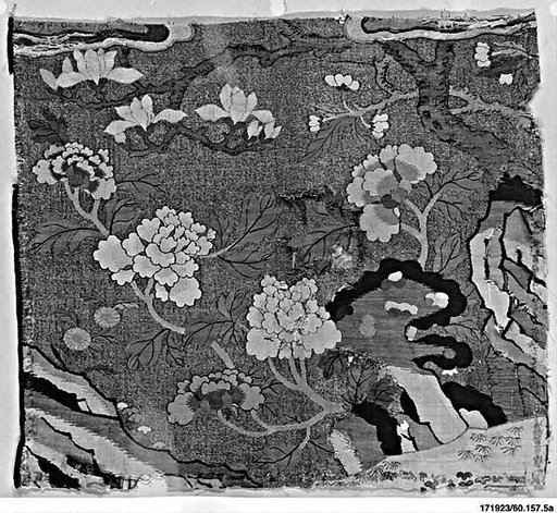 Panel with Peonies and Rocks