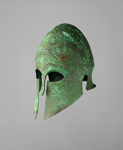 Helmet of the Corinthian Type and Pair of Greaves
