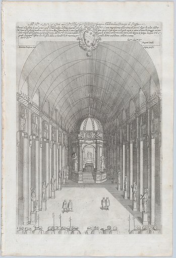 Catafalque for Cardinal Pietro Aldobrandini in Santa Maria sopra Minerva, Rome, from "Libro De Catafalchi, Tabernacoli, con varij designi di Porte fenestre et altri ornamenti di Architettura"