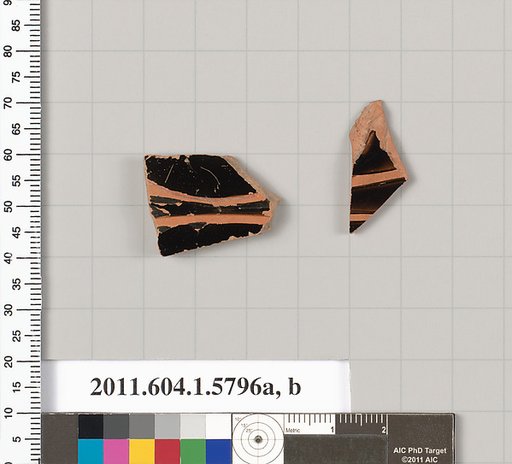 Terracotta fragments of kylikes: eye-cups (drinking cups)