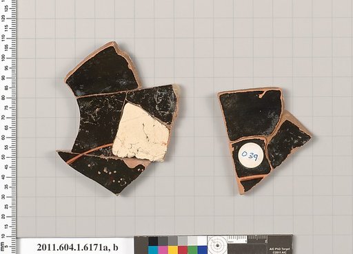 Terracotta fragments of a kylix (drinking cup)