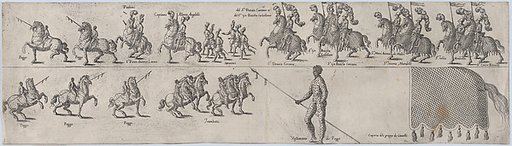 Plate depicting Donato Carcano, from a series of twelve showing knights and their attendants dressed for a tournament (plate 3)