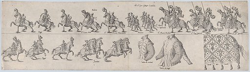 Plate for Giorgio Cesarini, from a series of twelve showing knights and their attendants dressed for a tournament (plate 10)