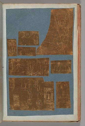 Page from a Scrapbook containing Drawings and Several Prints of Architecture, Interiors, Furniture and Other Objects