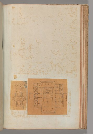 Page from a Scrapbook containing Drawings and Several Prints of Architecture, Interiors, Furniture and Other Objects