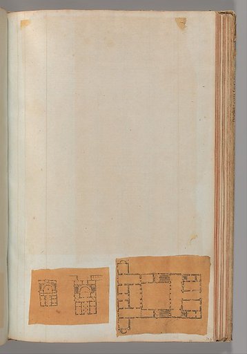 Page from a Scrapbook containing Drawings and Several Prints of Architecture, Interiors, Furniture and Other Objects