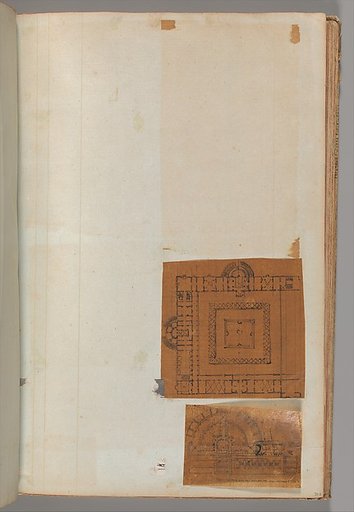 Page from a Scrapbook containing Drawings and Several Prints of Architecture, Interiors, Furniture and Other Objects