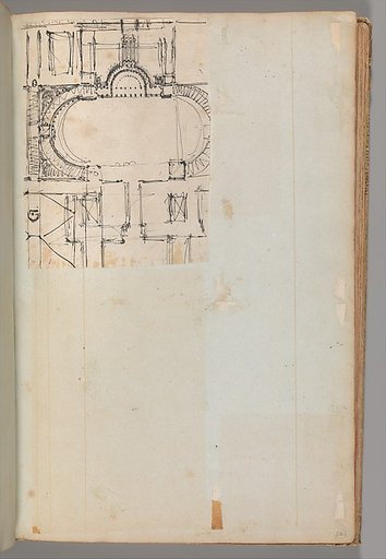 Page from a Scrapbook containing Drawings and Several Prints of Architecture, Interiors, Furniture and Other Objects