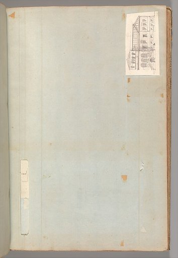 Page from a Scrapbook containing Drawings and Several Prints of Architecture, Interiors, Furniture and Other Objects