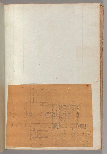 Page from a Scrapbook containing Drawings and Several Prints of Architecture, Interiors, Furniture and Other Objects