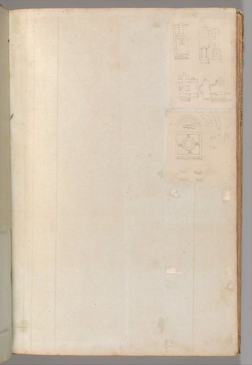 Page from a Scrapbook containing Drawings and Several Prints of Architecture, Interiors, Furniture and Other Objects
