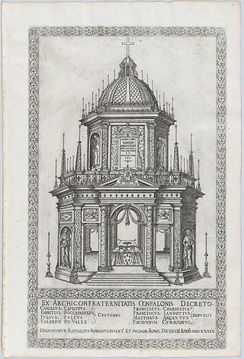 Catafalque for Cardinal Alessandro Farnese, from "Libro De Catafalchi, Tabernacoli, con varij designi di Porte fenestre et altri ornamenti di Architettura"