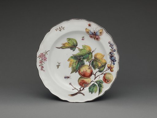 Botanical plate with spray of apples