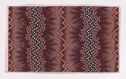 Textile Design with Alternating Vertical Zig-Zagging Strips and Pearls