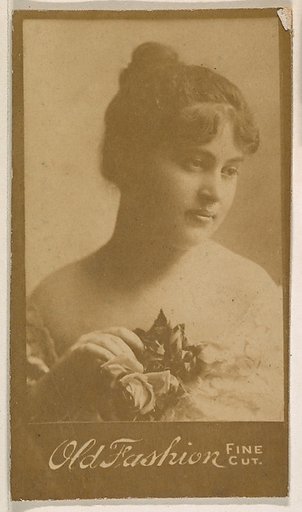 Actress holding rose, from the Actresses series (N664) promoting Old Fashion Fine Cut Tobacco