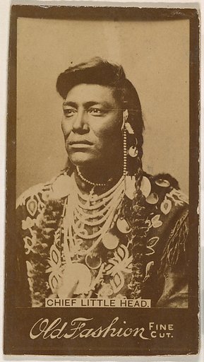 Chief Little Head, from the Indian Chiefs series (N681) promoting Old Fashion Fine Cut Tobacco