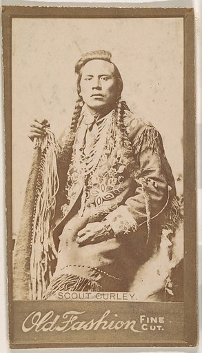 Scout Curley, from the Indian Chiefs series (N681) promoting Old Fashion Fine Cut Tobacco