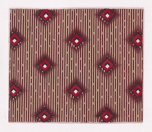 Textile Design with Alternating Lozenges over a Striped Background of Intermittent Lines