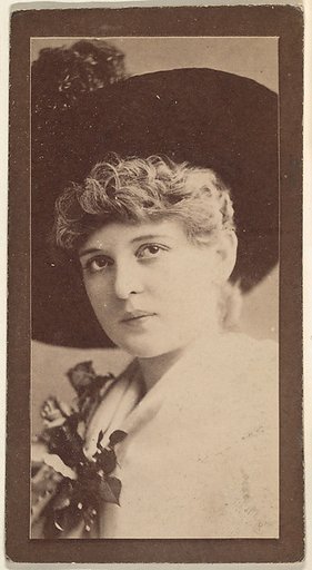 Portrait of actress wearing dark wide-brimmed hat, from the Actresses series (N668)